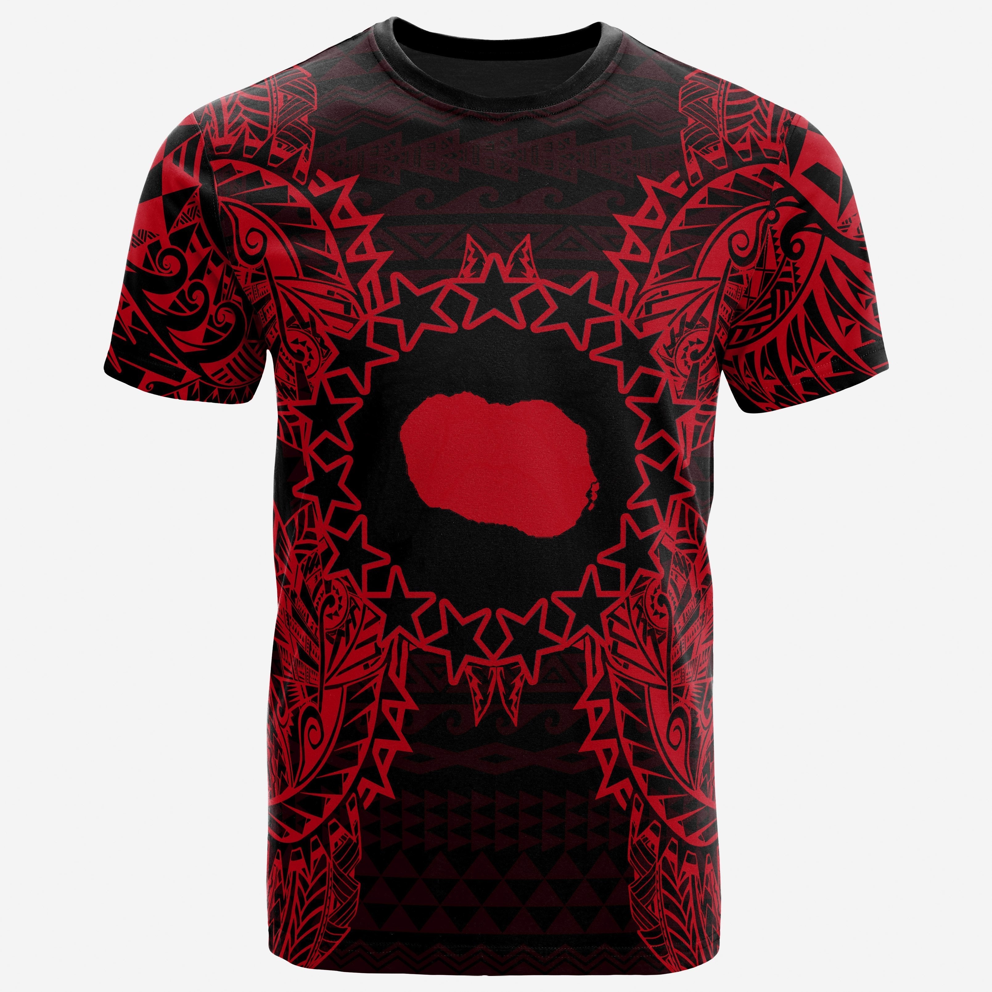 Vibe Hoodie Cook Islands Polynesian All T shirt - Cook Islands Flag Map Polynesian Tattoo Red - Vibe Hoodie Shop