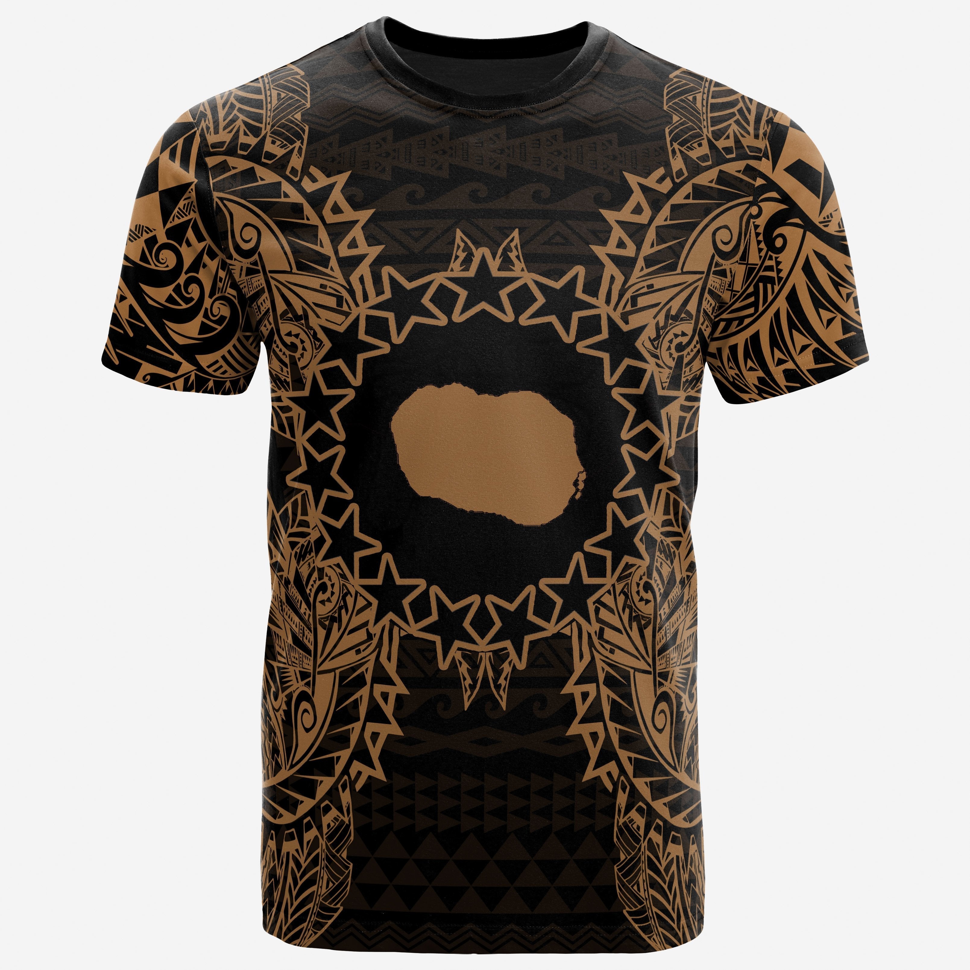 Vibe Hoodie Cook Islands Polynesian All T shirt - Cook Islands Flag Map Polynesian Tattoo Gold - Vibe Hoodie Shop