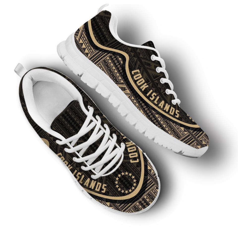 Cook Islands Wave Sneakers - Polynesian Pattern Gold Color - Vibe Hoodie Shop