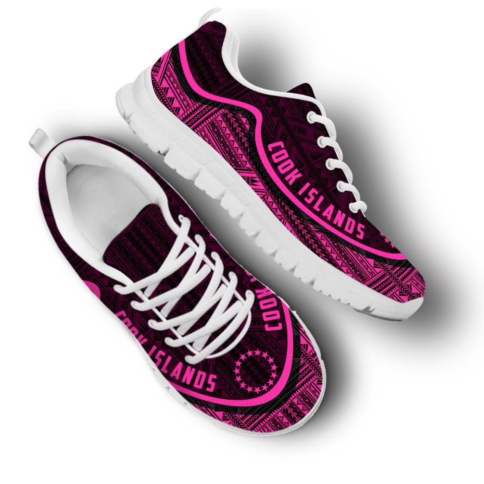 Cook Islands Wave Sneakers - Polynesian Pattern Pink Color - Vibe Hoodie Shop