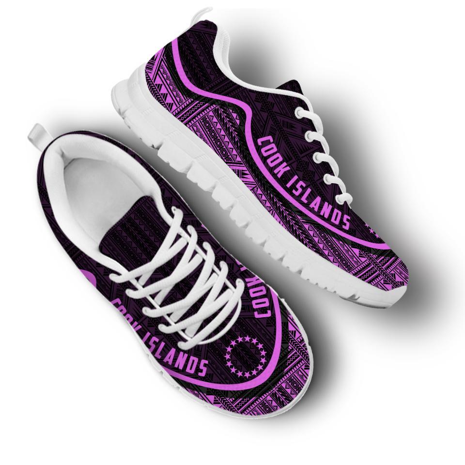 Cook Islands Wave Sneakers - Polynesian Pattern Purple Color - Vibe Hoodie Shop