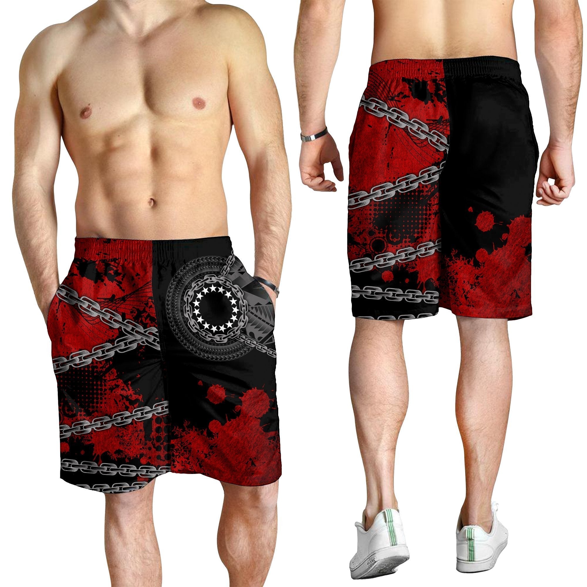 Cook Islands Polynesian Men's Shorts - Polynesian Chain Style - Vibe Hoodie Shop