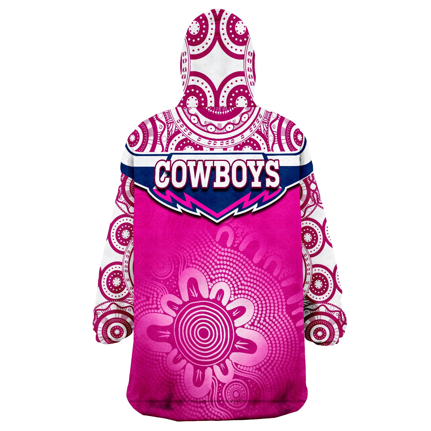 Cowboys Rugby Aboriginal Pattern Pink Version Wearable Blanket Hoodie - Vibe Hoodie Shop