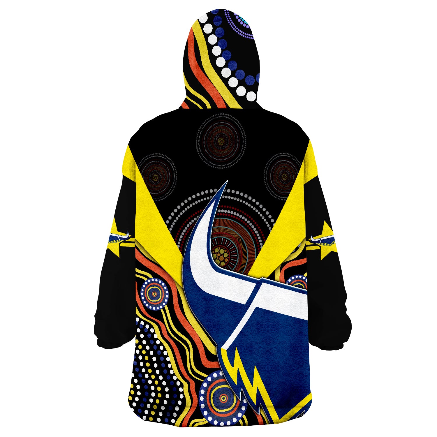 Cowboys Rugby Indigenous Arboriginal Dot Paint Black Style Wearable Blanket Hoodie - Vibe Hoodie Shop