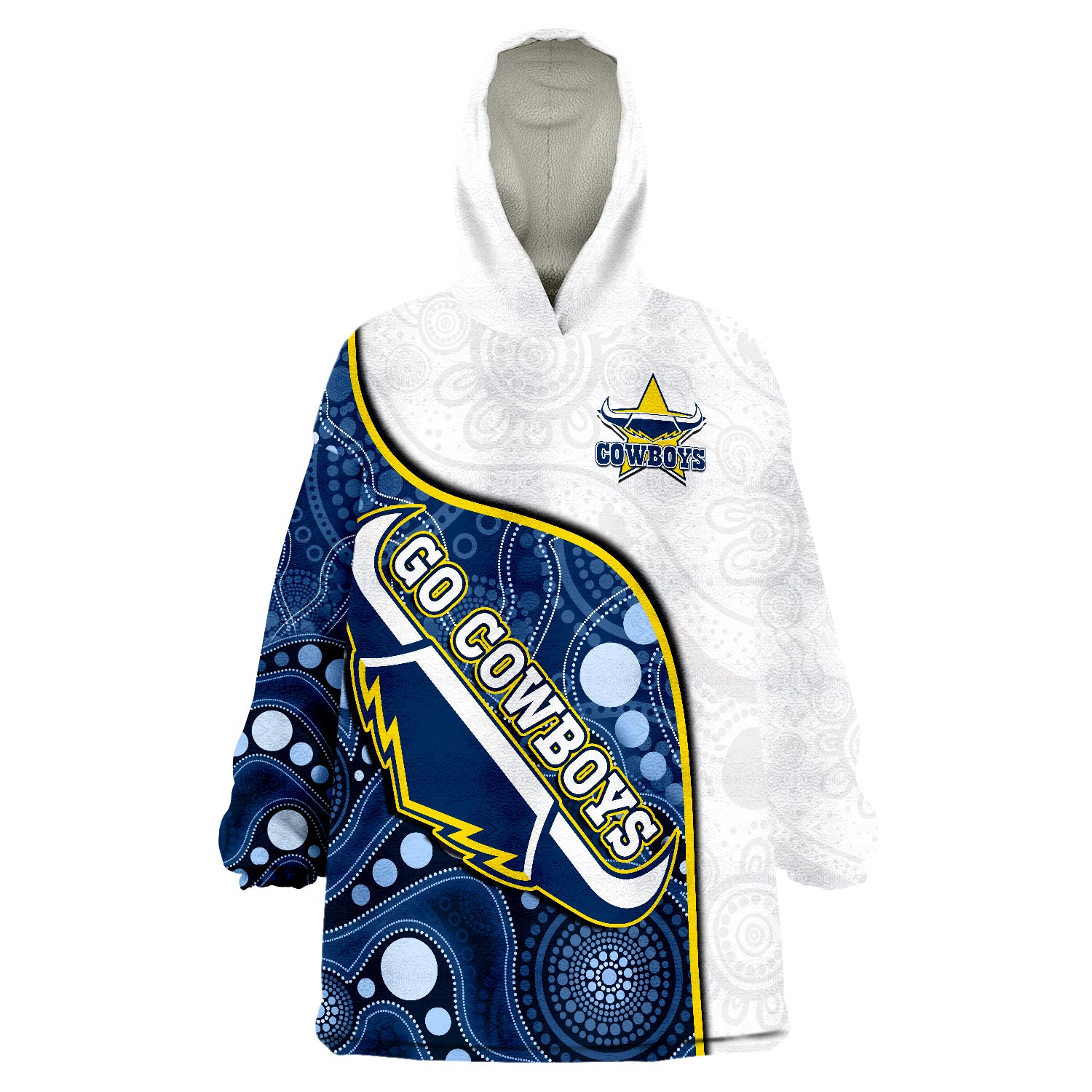 Cowboys Rugby Indigenous Pattern 2022 Premiers Sporty Style Wearable Blanket Hoodie - Vibe Hoodie Shop