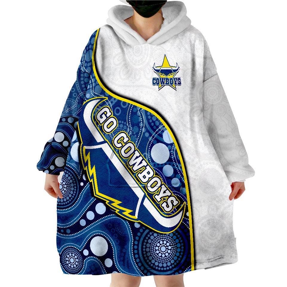 Cowboys Rugby Indigenous Pattern 2022 Premiers Sporty Style Wearable Blanket Hoodie - Vibe Hoodie Shop