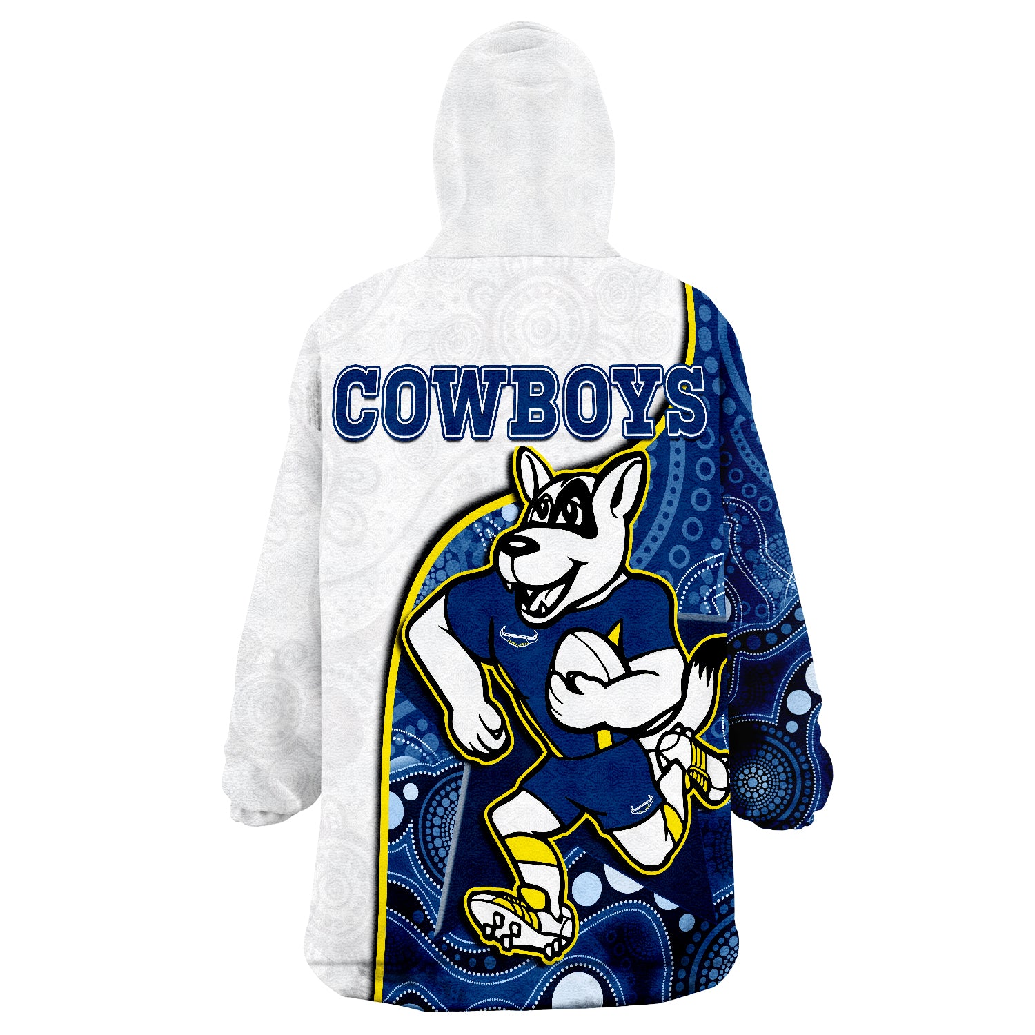 Cowboys Rugby Macost Indigenous Pattern 2022 Premiers Wearable Blanket Hoodie - Vibe Hoodie Shop