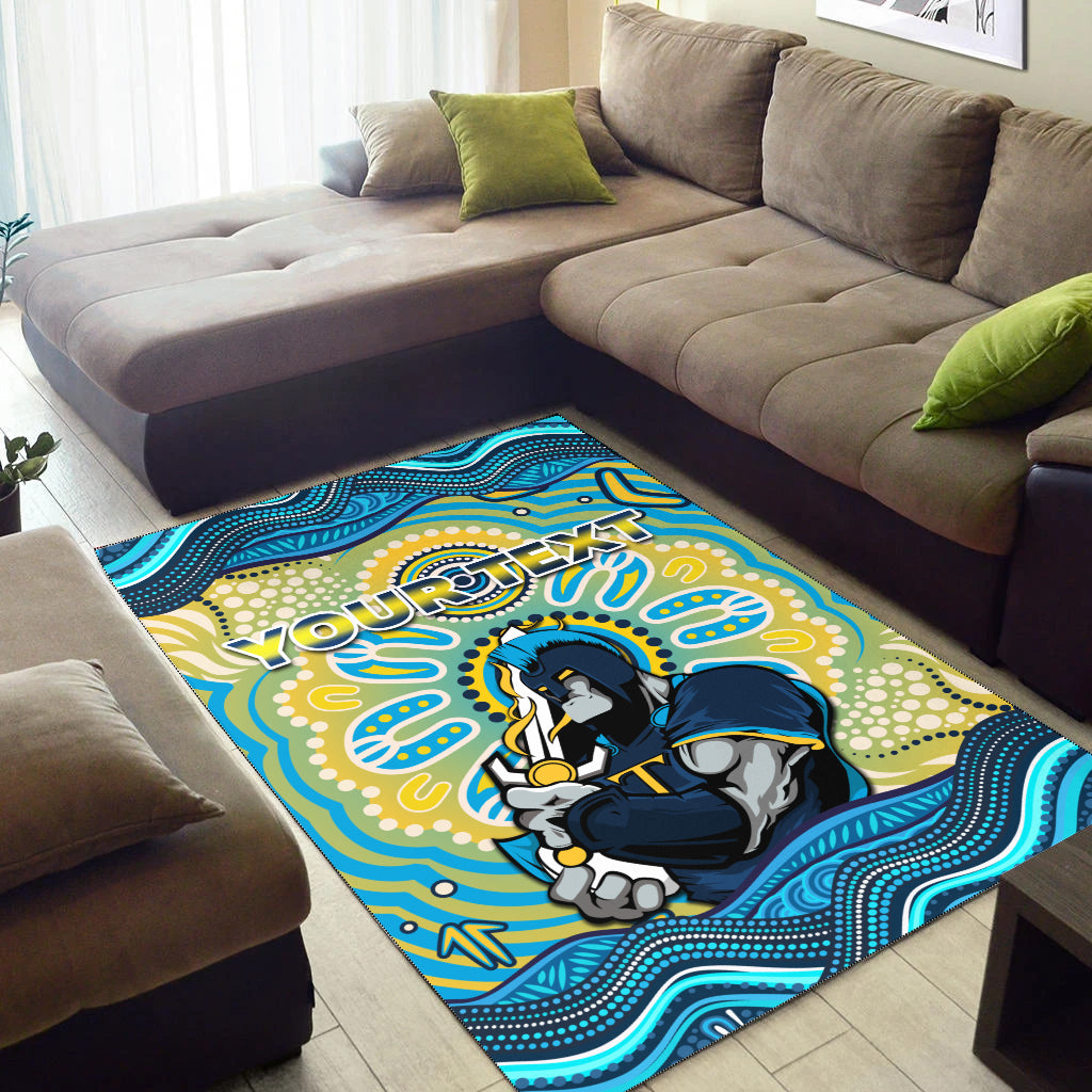 (Custom Personalised) Titans Rugby Australia Aboriginal Gold Blue Area Rug - - Vibe Hoodie Shop