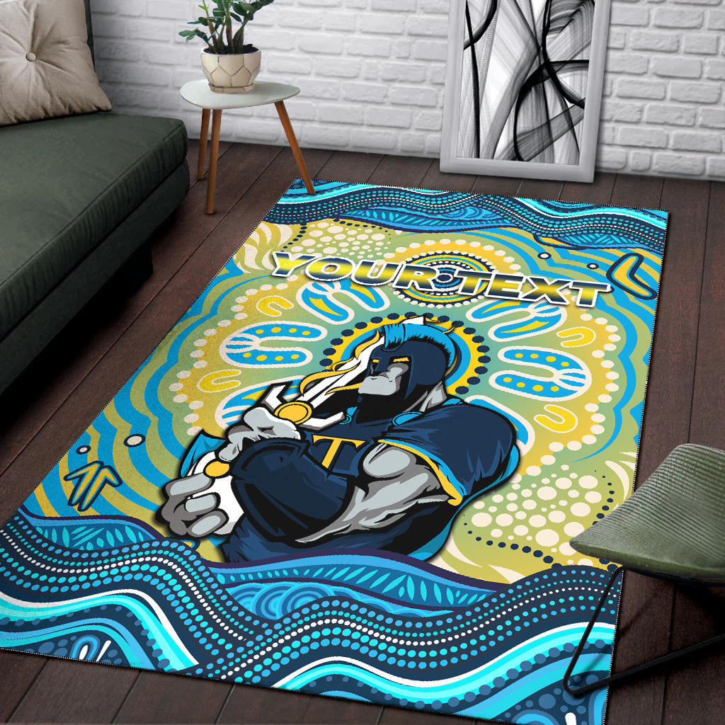 (Custom Personalised) Titans Rugby Australia Aboriginal Gold Blue Area Rug - - Vibe Hoodie Shop