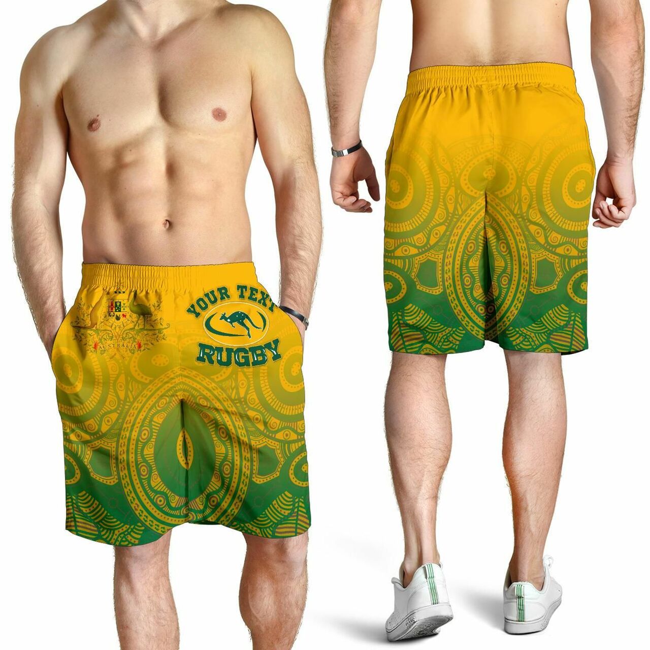 Custom Australia Aboriginal Men Shorts - Australia and Coat Of Arms RLT13 - Vibe Hoodie Shop