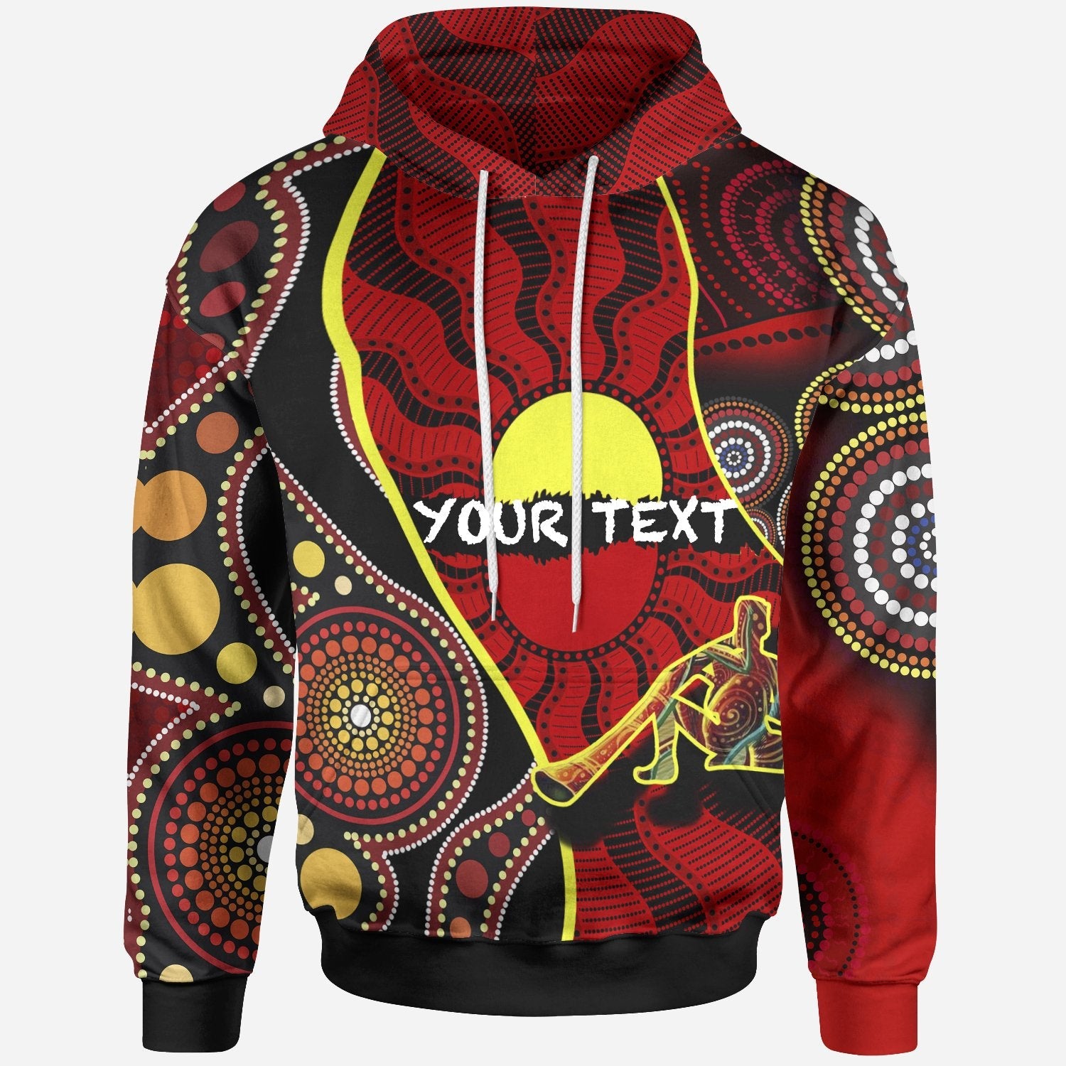 Custom Hoodie - Australia Aboriginal Dots With Didgeridoo - Vibe Hoodie Shop