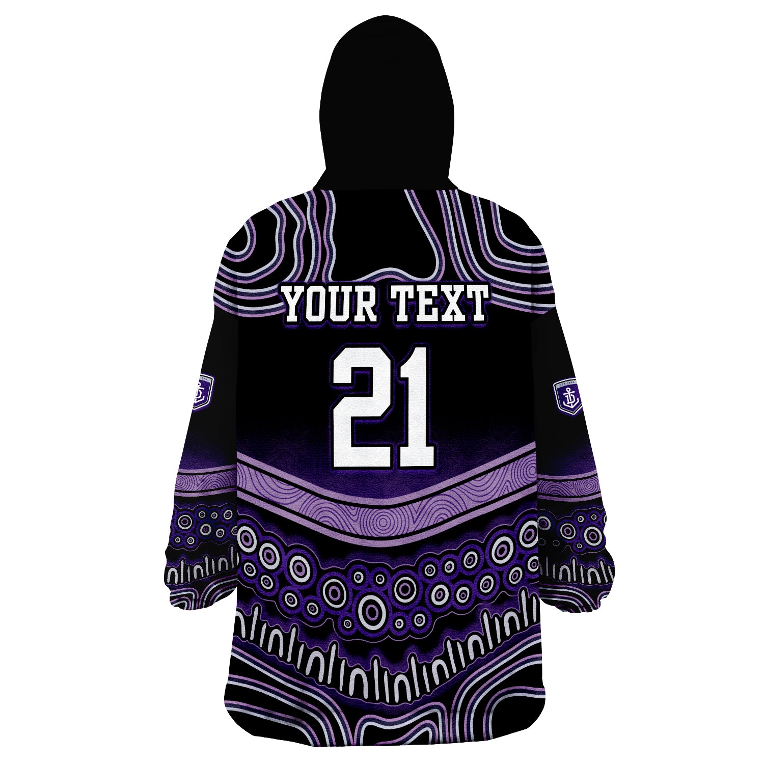 (Custom Personalised And Number) Fremantle Dockers Freo Indigenous Style Wearable Blanket Hoodie - Vibe Hoodie Shop