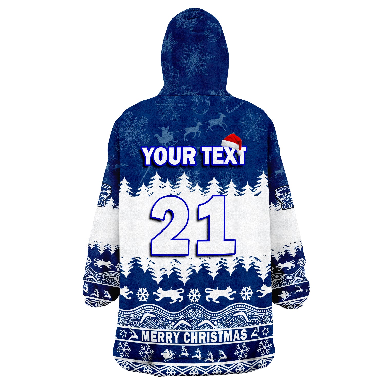 (Custom Personalised And Number) Geelong Cats Unique Winter Season Cats Merry Christmas Wearable Blanket Hoodie - Vibe Hoodie Shop