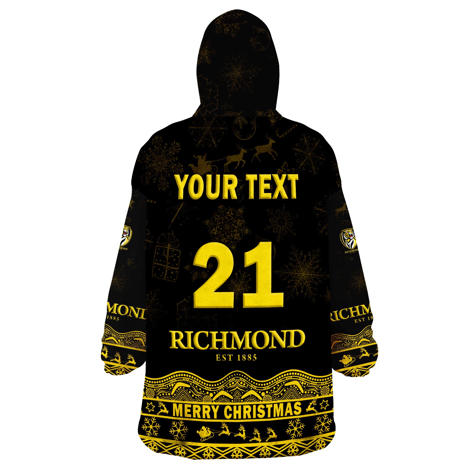 (Custom Personalised And Number) Richmond Tigers Unique Winter Season Tigers Merry Christmas Wearable Blanket Hoodie - Vibe Hoodie Shop