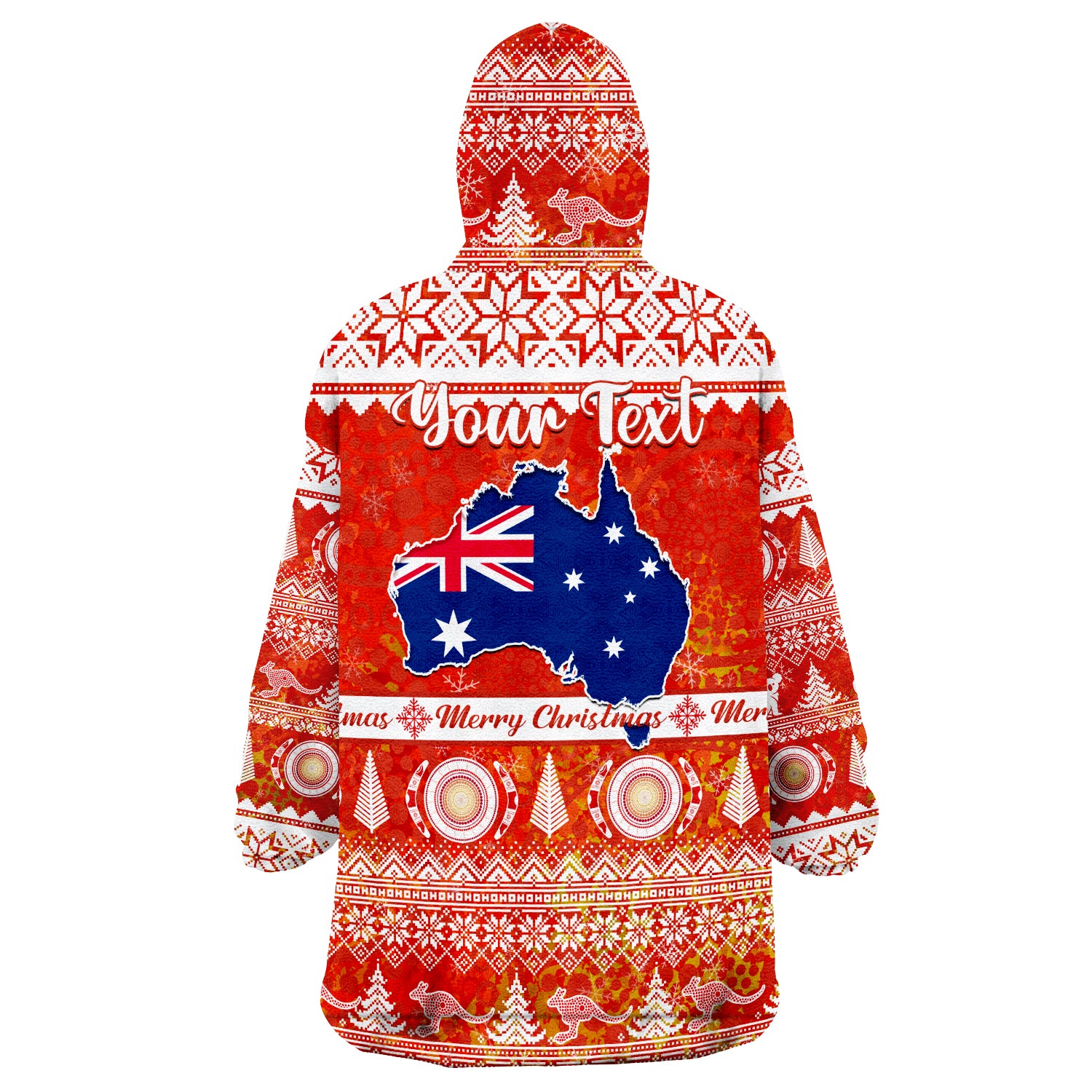 (Custom Personalised) Australia Australian Map Aboriginal Painting Merry Christmas Wearable Blanket Hoodie - Vibe Hoodie Shop