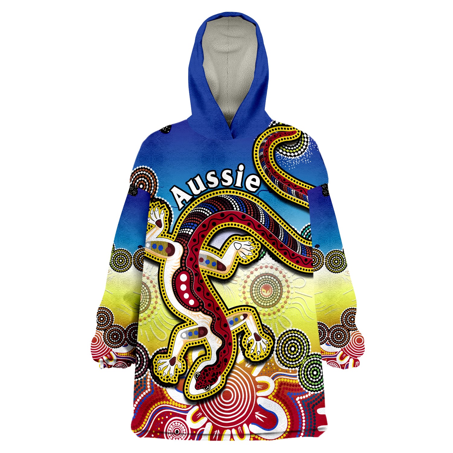 (Custom Personalised) Australia Indigenous Red Lizard Love Aussie Artsy Wearable Blanket Hoodie - Vibe Hoodie Shop