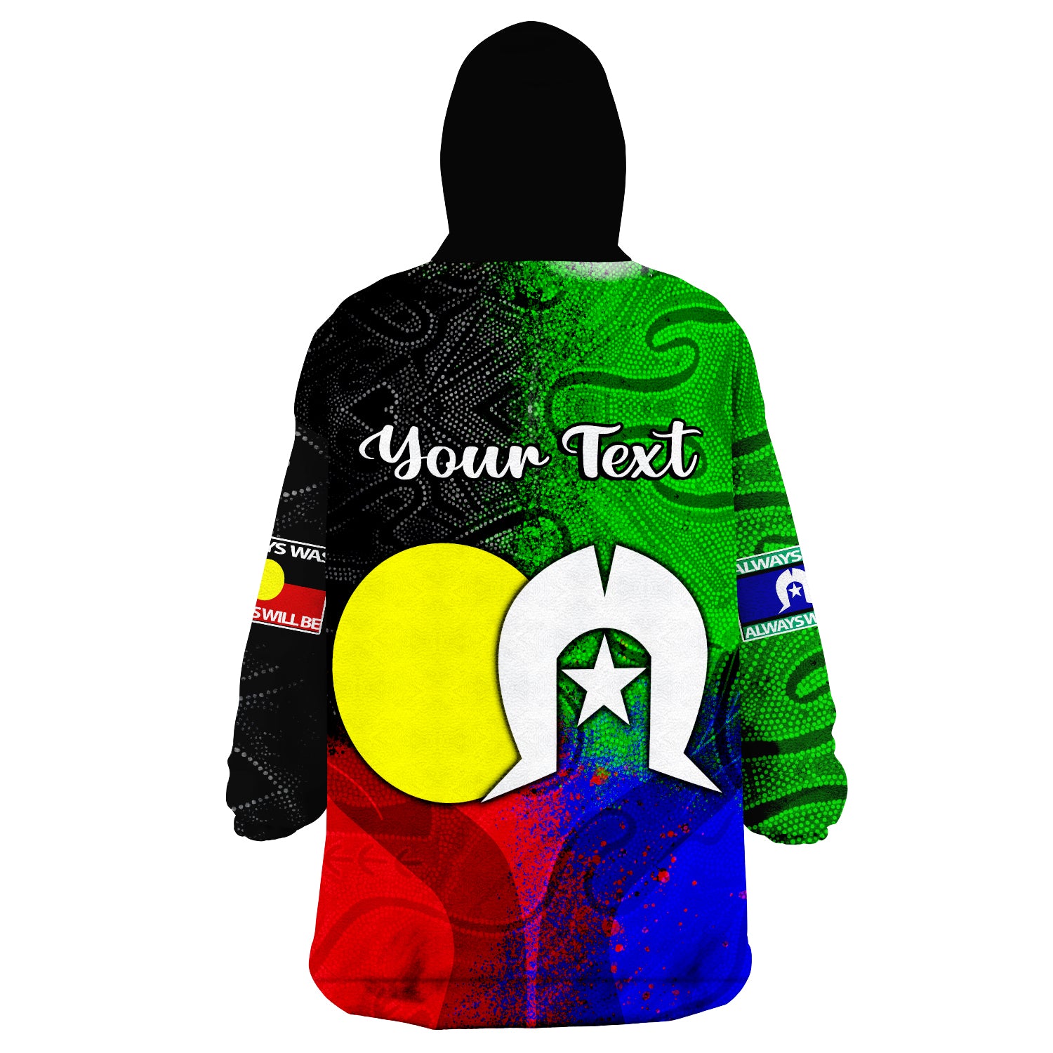 (Custom Personalised) Australia NAIDOC Week Indigenous Flag Style Wearable Blanket Hoodie - Vibe Hoodie Shop