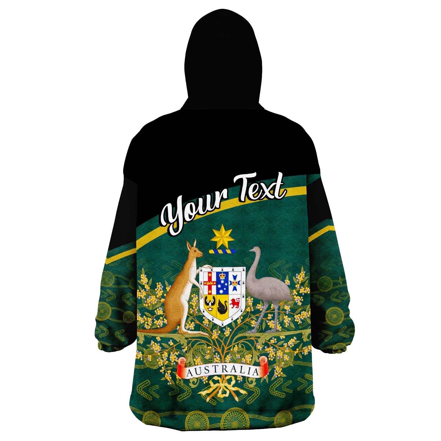 (Custom Personalised) Australia Rugby Curve Style Wearable Blanket Hoodie - Vibe Hoodie Shop