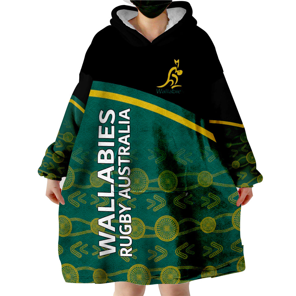 (Custom Personalised) Australia Rugby Curve Style Wearable Blanket Hoodie - Vibe Hoodie Shop