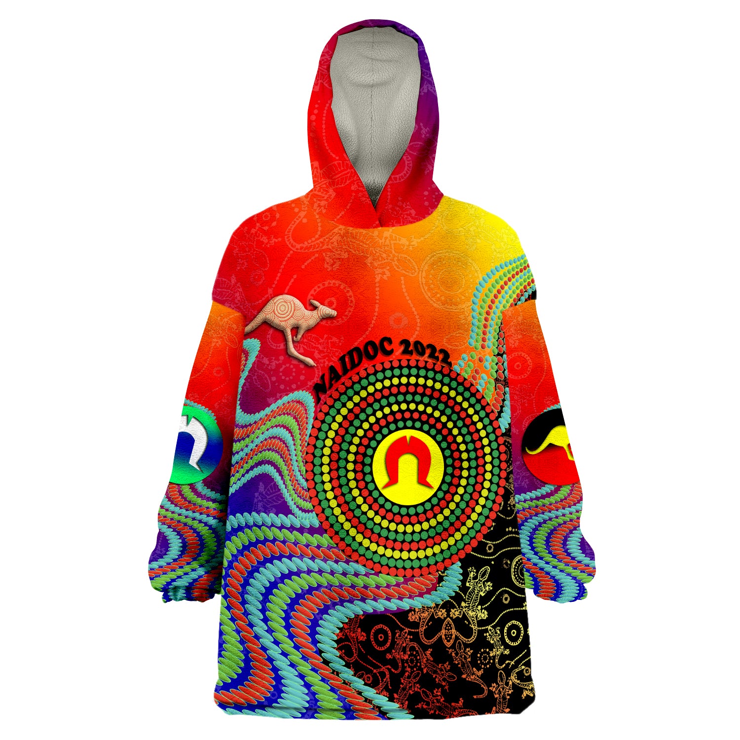 (Custom Personalised) Australian NAIDOC Week 2022 Indigenous Style Wearable Blanket Hoodie - Vibe Hoodie Shop