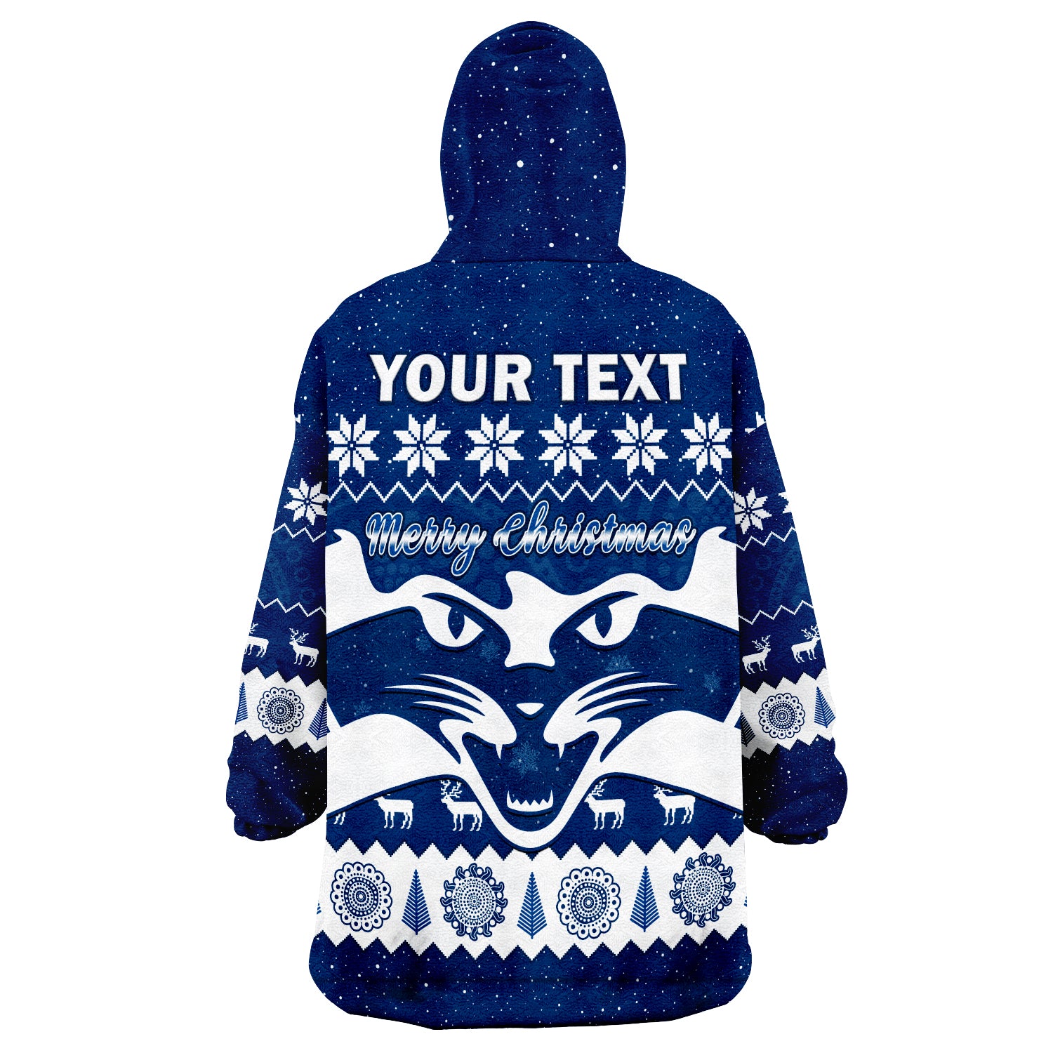 (Custom Personalised) Cats Football Christmas Geelong Aboriginal Painting Wearable Blanket Hoodie - Vibe Hoodie Shop
