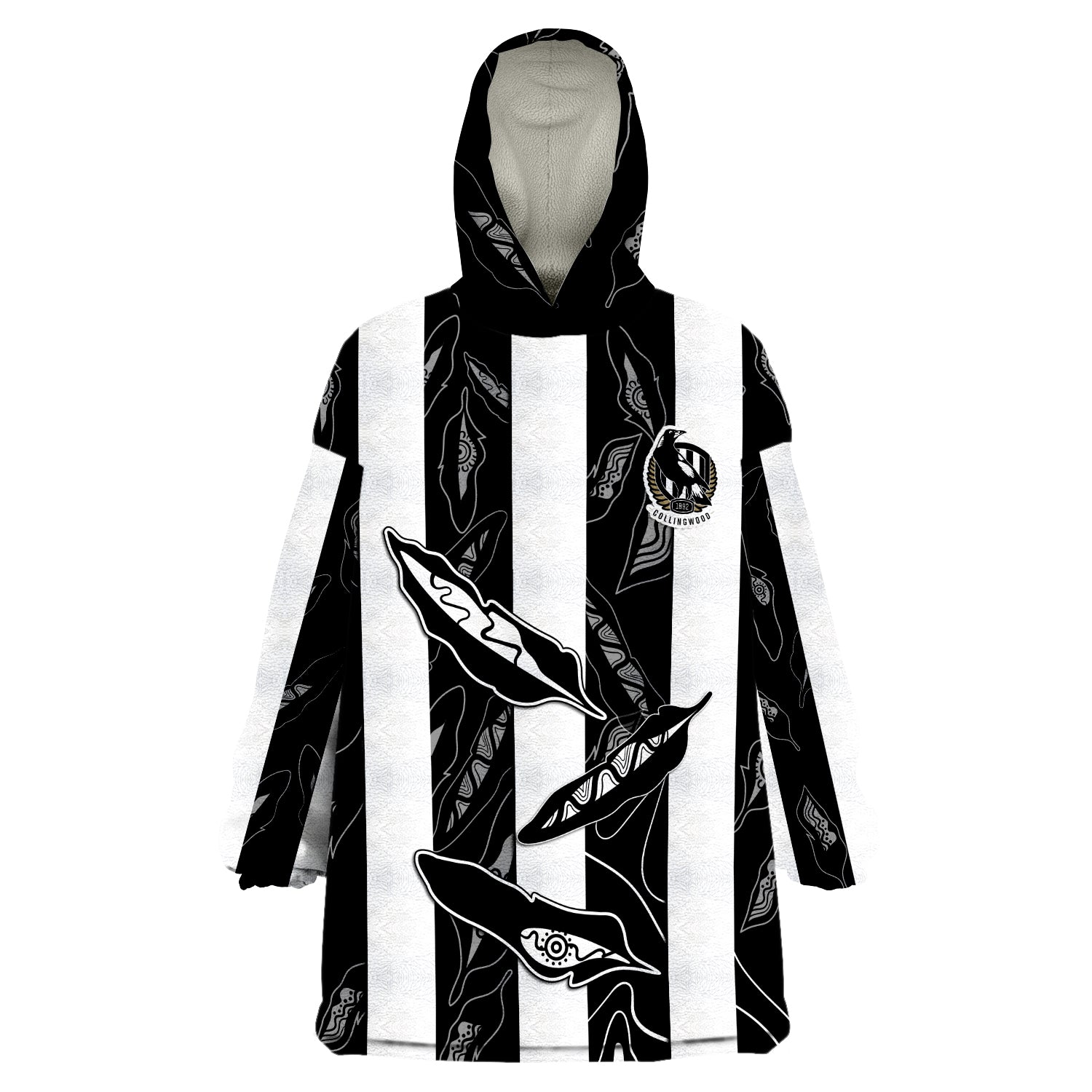 (Custom Personalised) Collingwood Magpies Indigenous Guernsey No1 Version Wearable Blanket Hoodie - Vibe Hoodie Shop