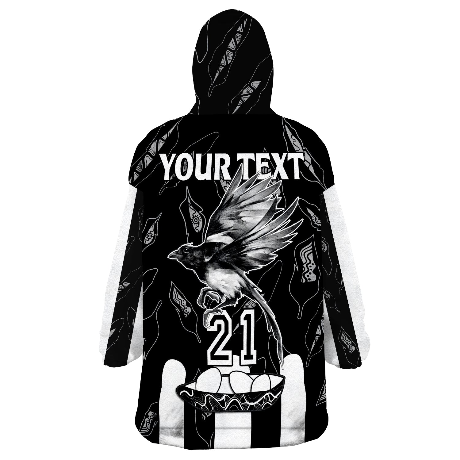 (Custom Personalised) Collingwood Magpies Indigenous Guernsey No2 Version Wearable Blanket Hoodie - Vibe Hoodie Shop