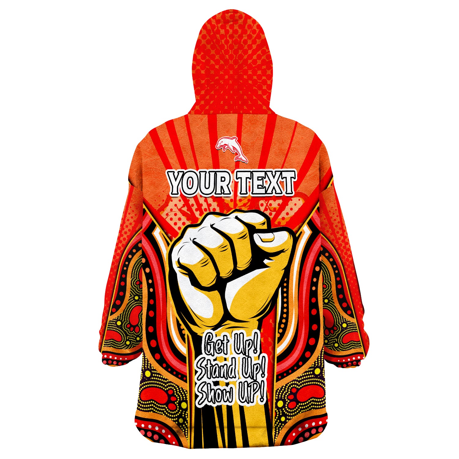 (Custom Personalised) Dolphins NAIDOC Week 2022 Aboriginal Art Get Up Stand Up Show Up Wearable Blanket Hoodie - Vibe Hoodie Shop