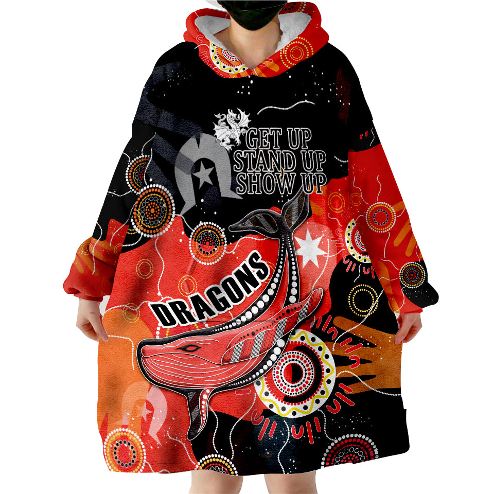 (Custom Personalised) Dragons Rugby NAIDOC Week 2022 - Aboriginal Style Wearable Blanket Hoodie - Vibe Hoodie Shop