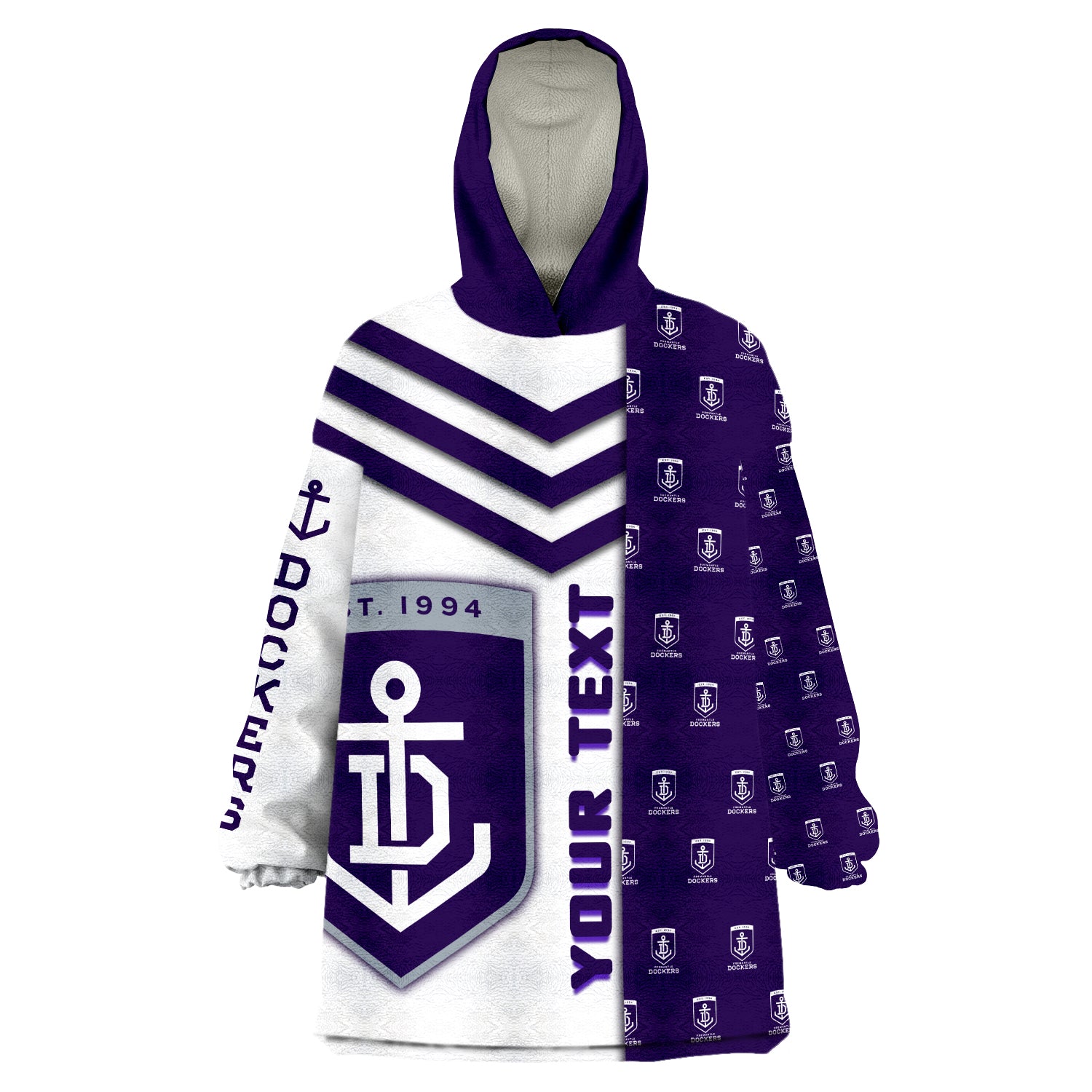(Custom Personalised) Fremantle Football Dockers Simple Style Wearable Blanket Hoodie - Vibe Hoodie Shop
