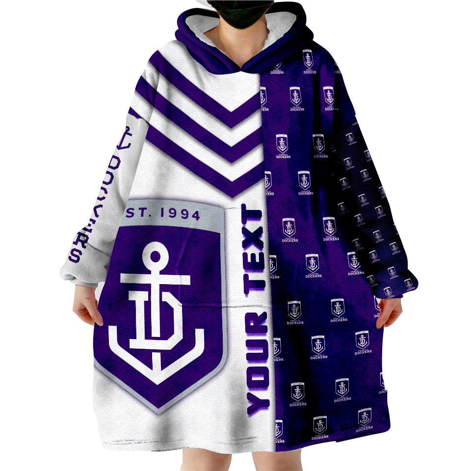 (Custom Personalised) Fremantle Football Dockers Simple Style Wearable Blanket Hoodie - Vibe Hoodie Shop