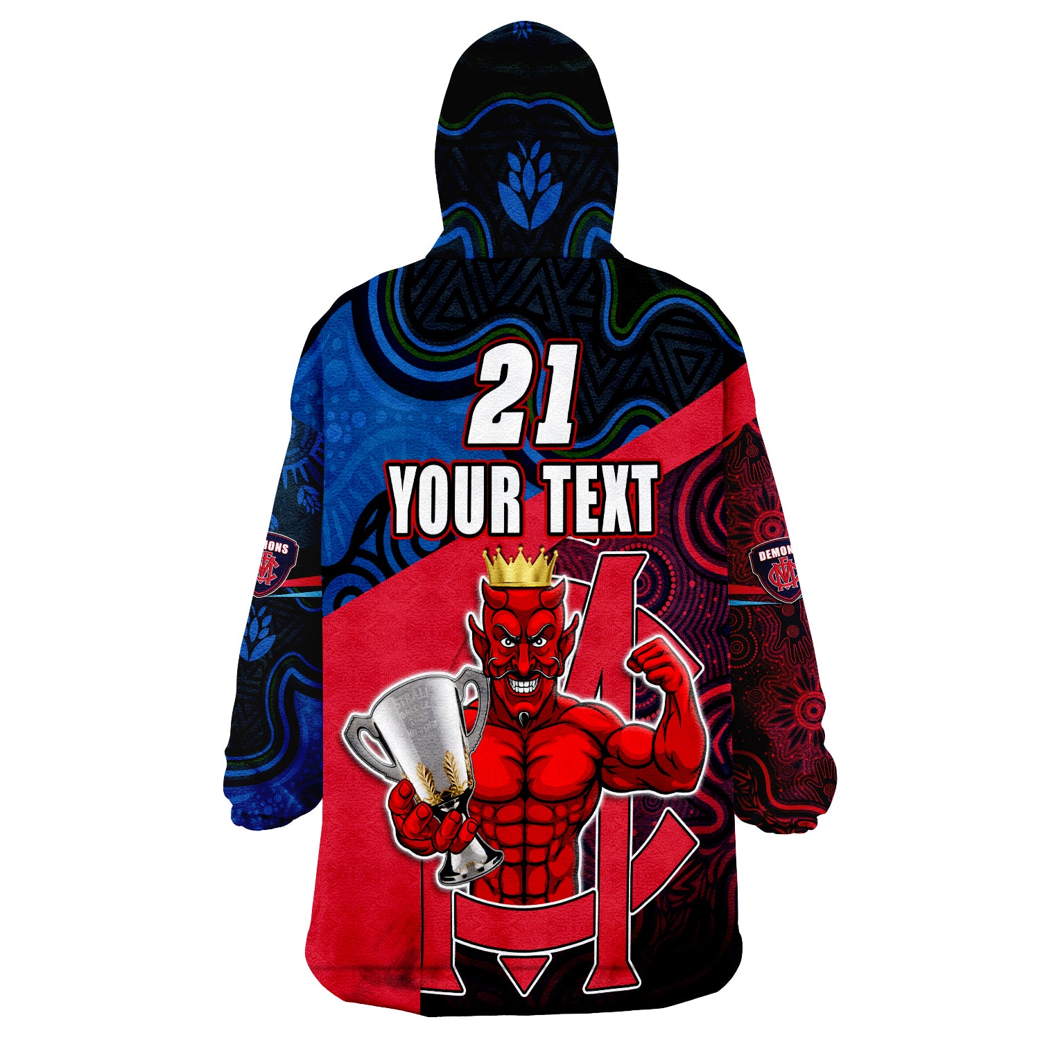 (Custom Personalised) Melbourne Football 2022 Premiers Demons Indigenous Style Wearable Blanket Hoodie - Vibe Hoodie Shop