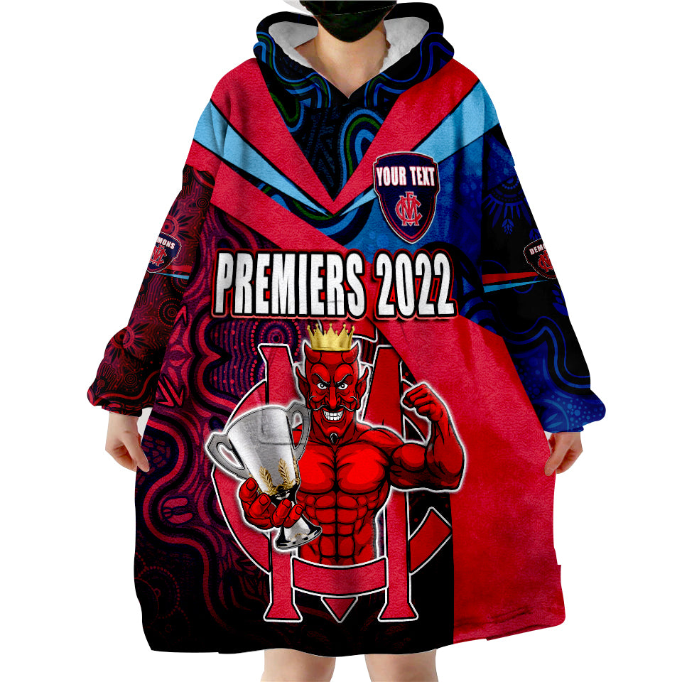 (Custom Personalised) Melbourne Football 2022 Premiers Demons Indigenous Style Wearable Blanket Hoodie - Vibe Hoodie Shop