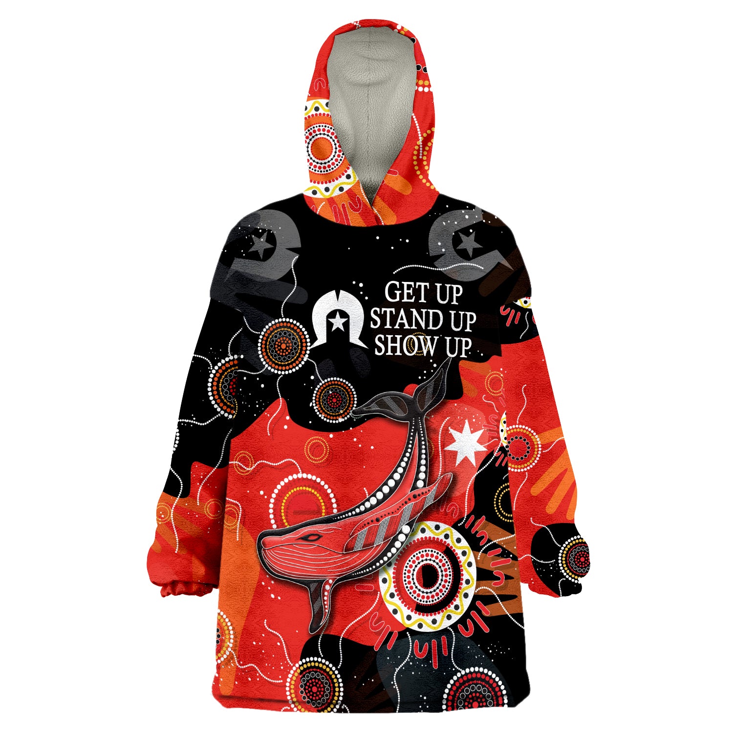 (Custom Personalised) NAIDOC 2022 Week - Whale Aboriginal Style Wearable Blanket Hoodie - Vibe Hoodie Shop