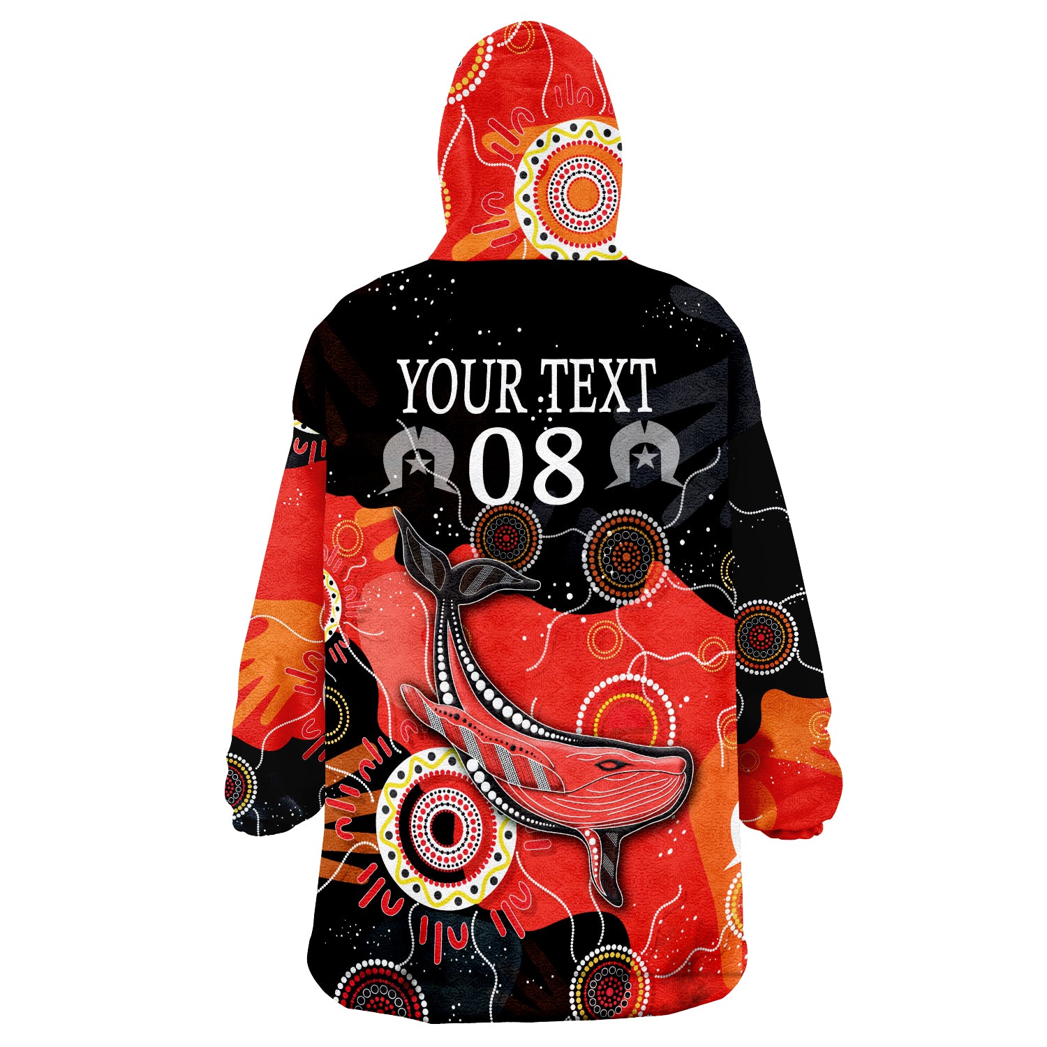 (Custom Personalised) NAIDOC 2022 Week - Whale Aboriginal Style Wearable Blanket Hoodie - Vibe Hoodie Shop