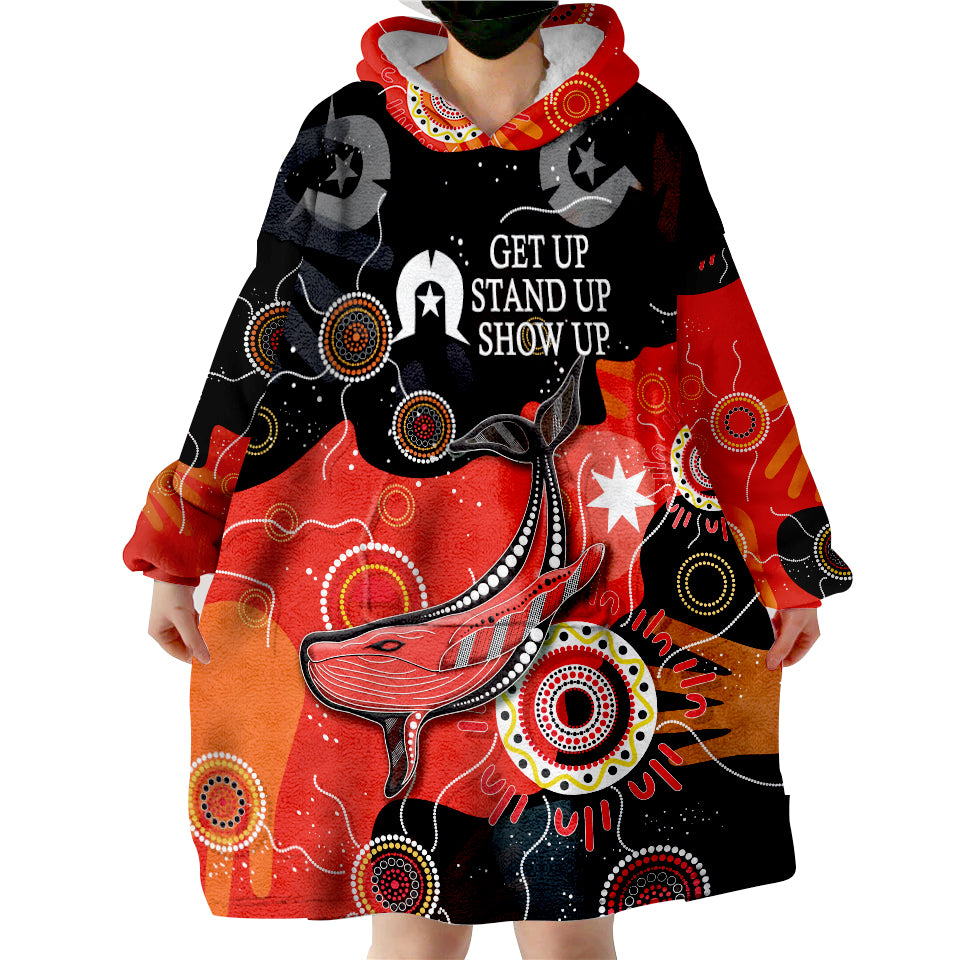 (Custom Personalised) NAIDOC 2022 Week - Whale Aboriginal Style Wearable Blanket Hoodie - Vibe Hoodie Shop