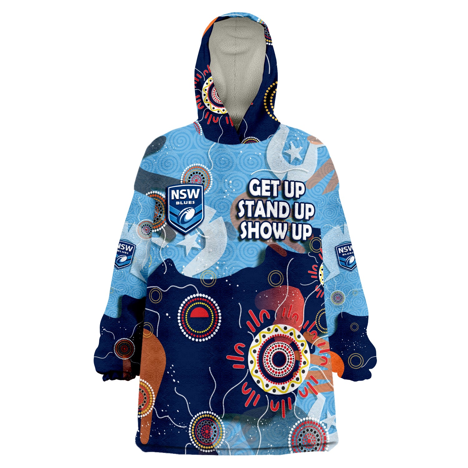 (Custom Personalised) New South Wales NSW Rugby NAIDOC Week 2022 Aboriginal Style Wearable Blanket Hoodie - Vibe Hoodie Shop