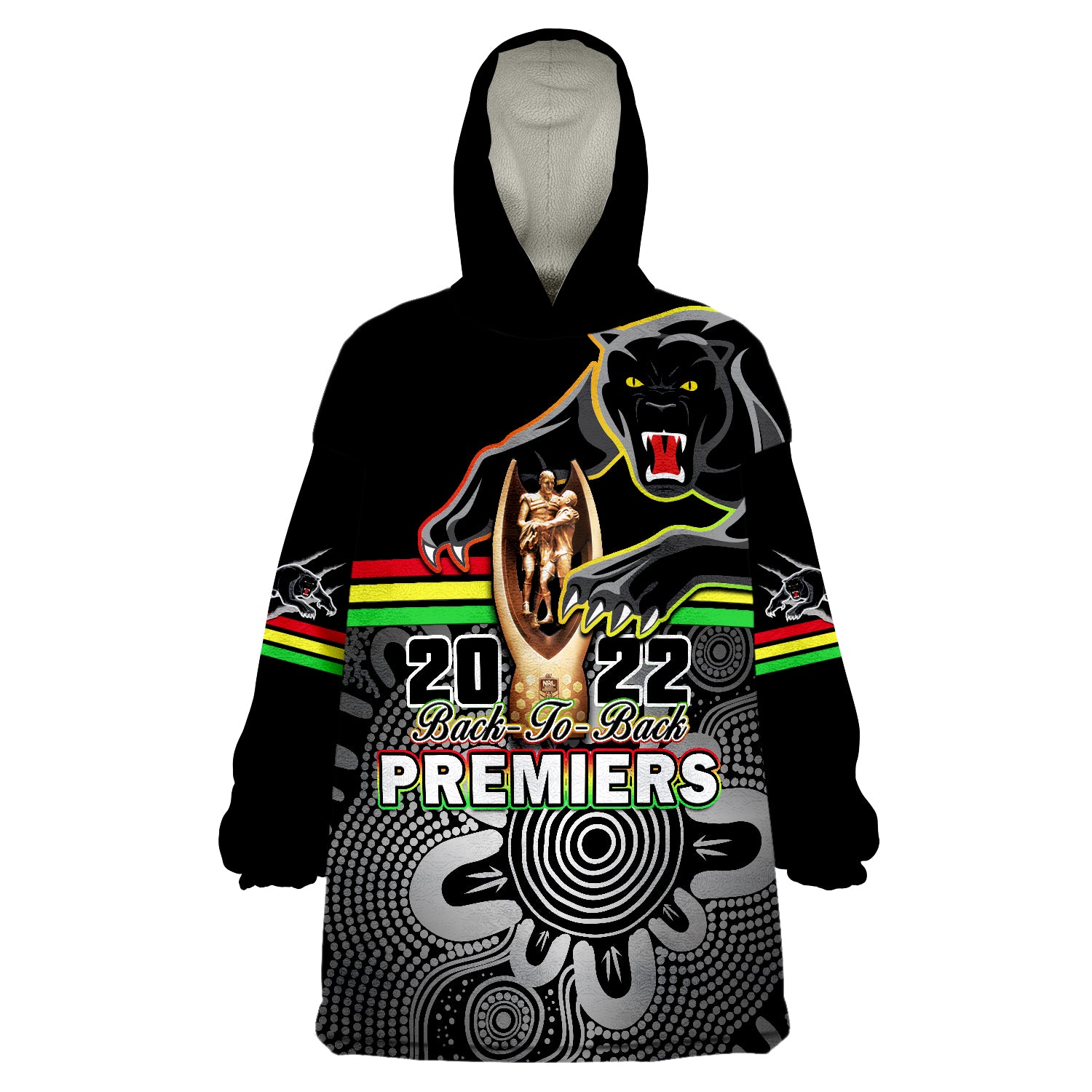 Custom Personalised Panthers Rugby Pennies Premiers 2022 Back To Back Indigenous Original Wearable Blanket Hoodie - Vibe Hoodie Shop