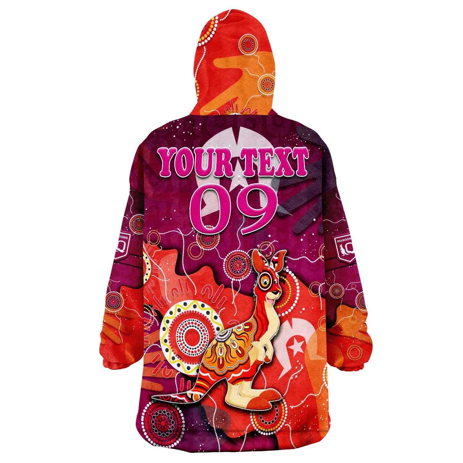 (Custom Personalised) Queenslanders Rugby NAIDOC Week 2022 Aboriginal Style Wearable Blanket Hoodie - Vibe Hoodie Shop