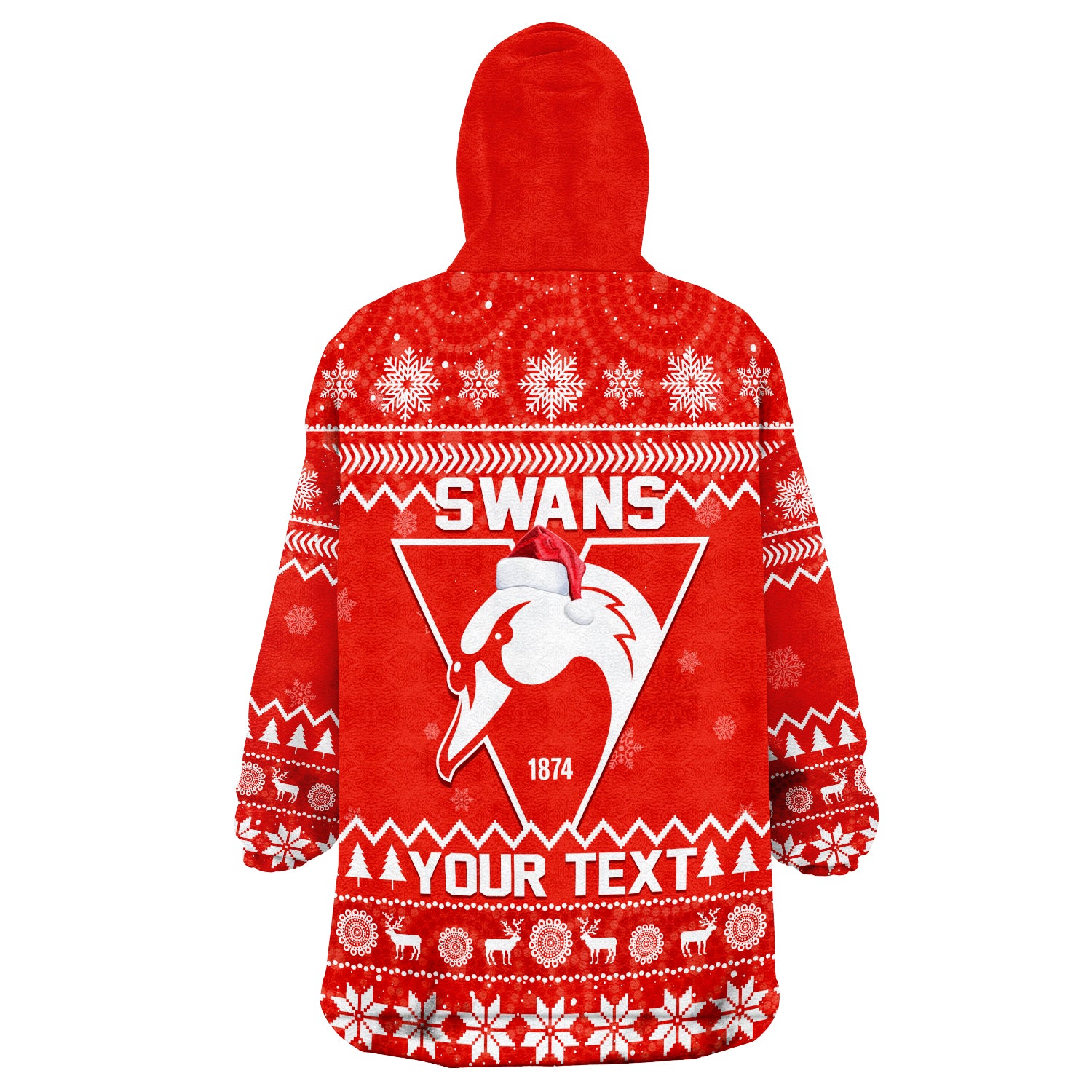 (Custom Personalised) Swans Football Christmas Sydney Indigenous Merry Xmas Wearable Blanket Hoodie - Vibe Hoodie Shop