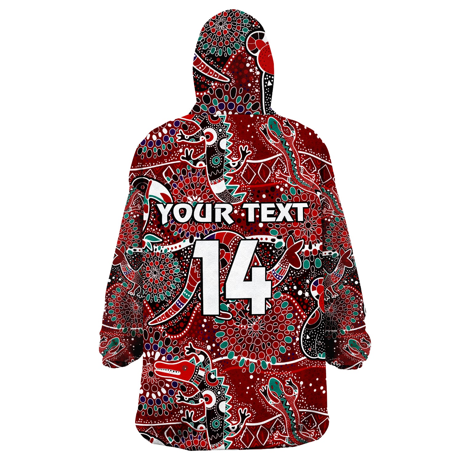 (Custom Text And Number) Aboriginal Animal And Dot Acrylic Paint Ver.02 Wearable Blanket Hoodie - Vibe Hoodie Shop