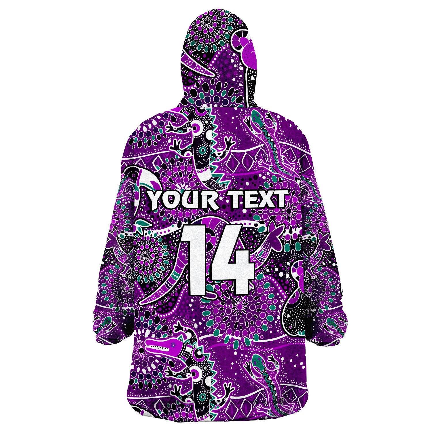 (Custom Text And Number) Aboriginal Animal And Dot Acrylic Paint Ver.03 Wearable Blanket Hoodie - Vibe Hoodie Shop