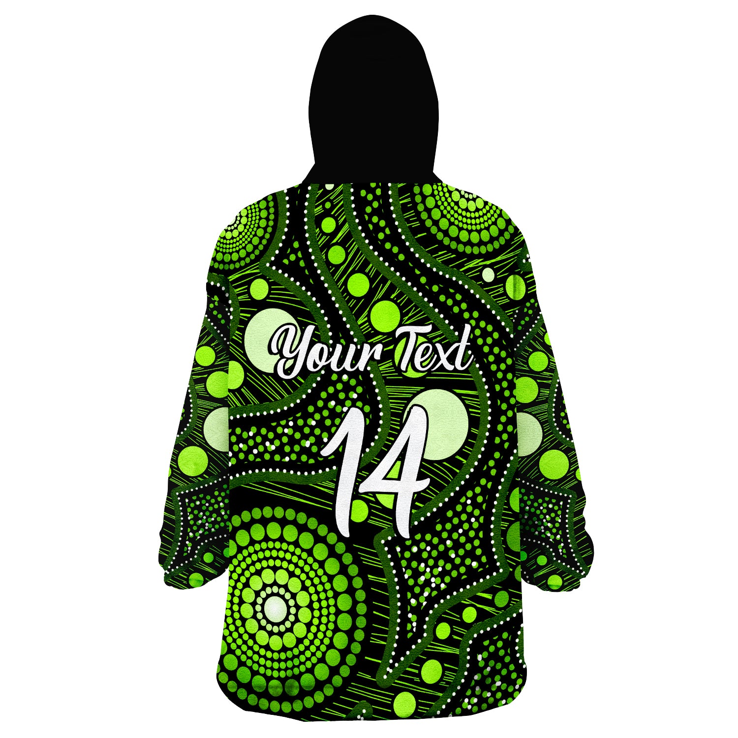 (Custom Text And Number) Aboriginal Art Ver.05 Wearable Blanket Hoodie - Vibe Hoodie Shop