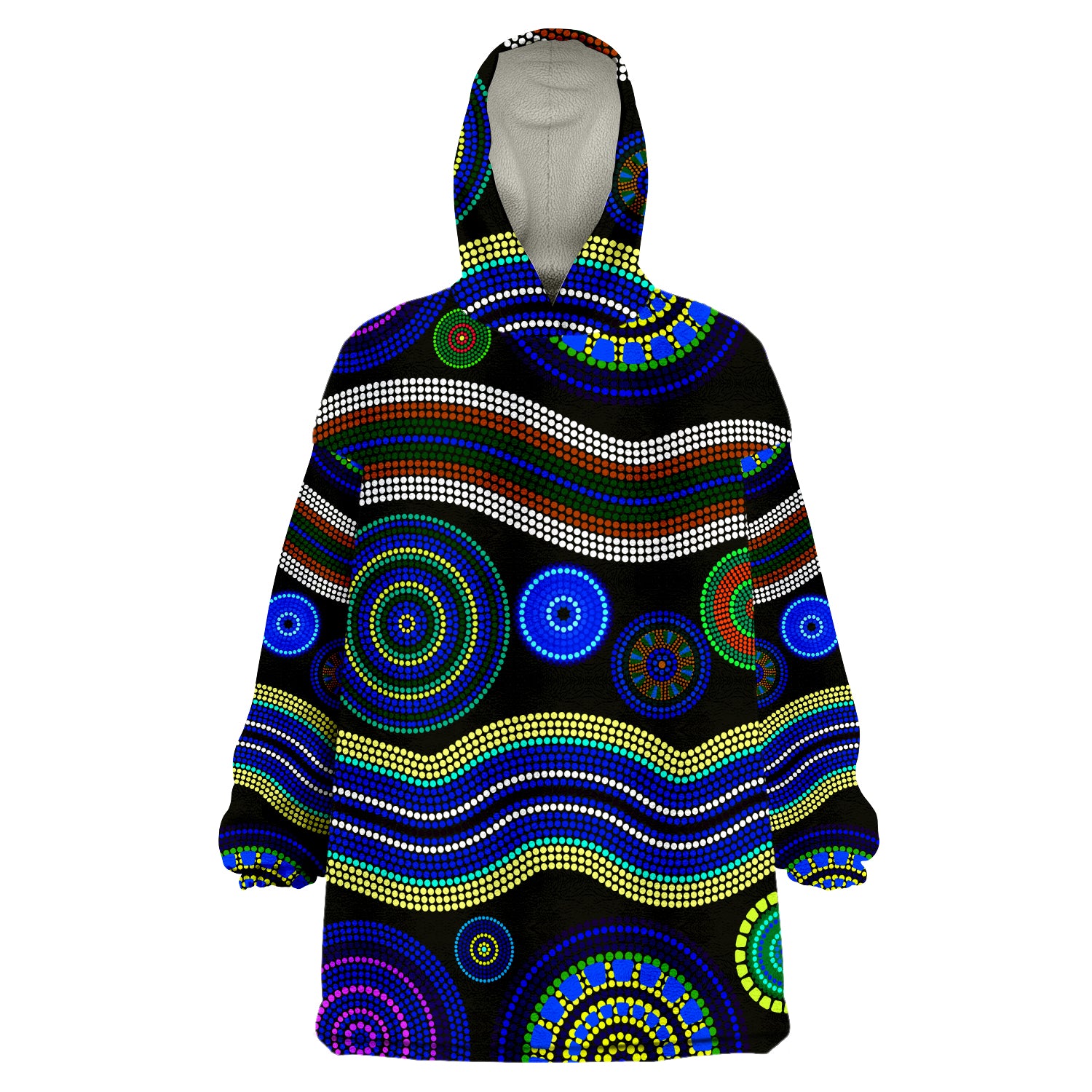 (Custom Text And Number) Aboriginal Dot Unique Style Ver.01 Wearable Blanket Hoodie - Vibe Hoodie Shop