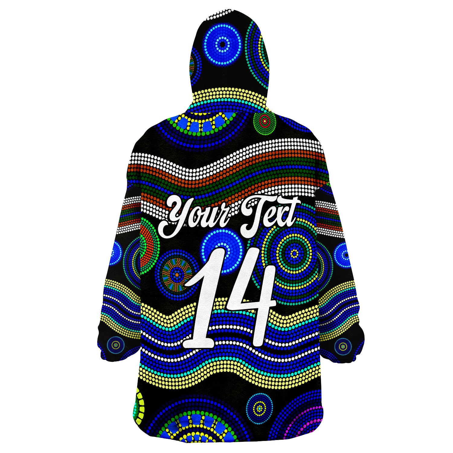 (Custom Text And Number) Aboriginal Dot Unique Style Ver.01 Wearable Blanket Hoodie - Vibe Hoodie Shop