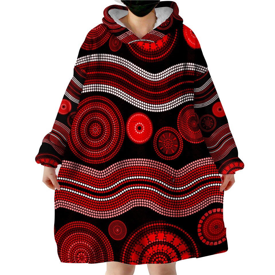 (Custom Text And Number) Aboriginal Dot Unique Style Ver.02 Wearable Blanket Hoodie - Vibe Hoodie Shop