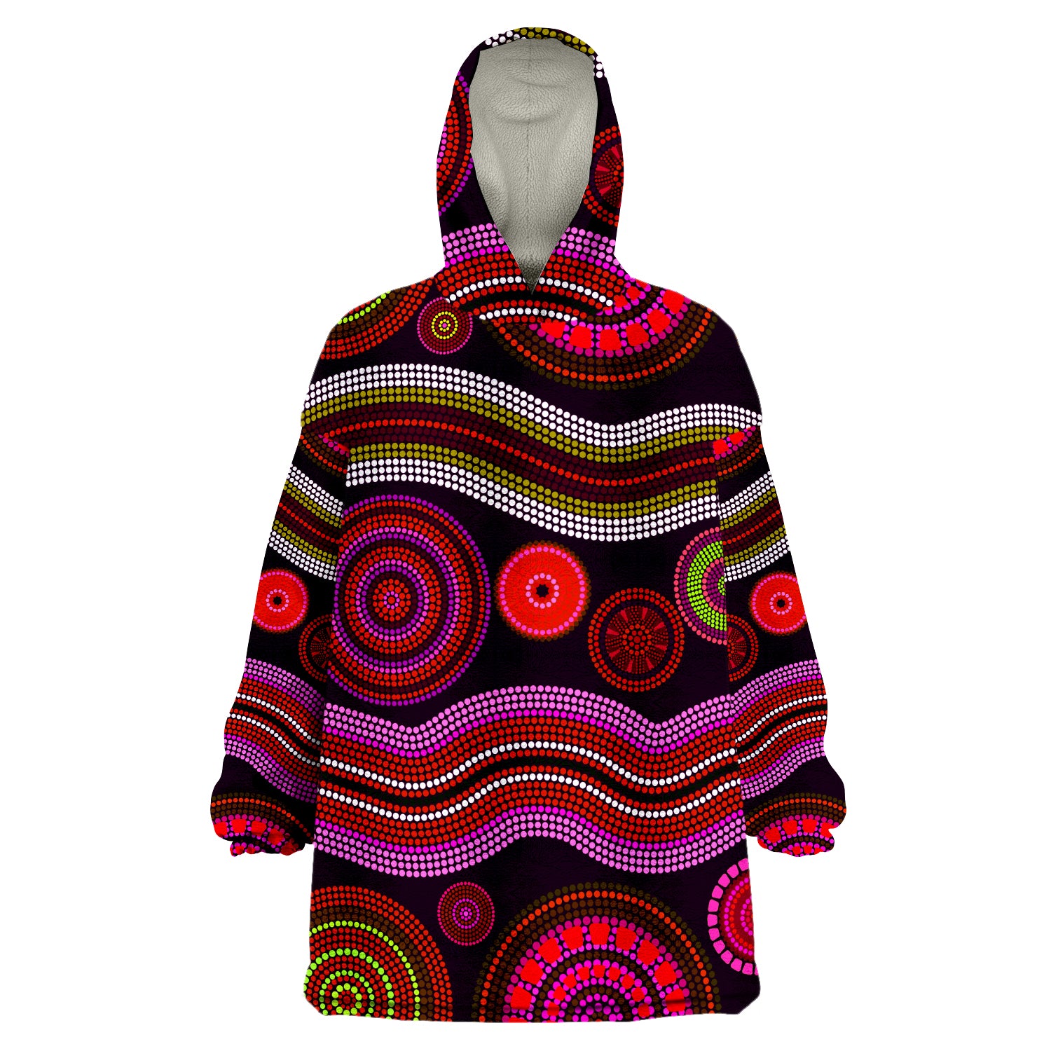 (Custom Text And Number) Aboriginal Dot Unique Style Ver.04 Wearable Blanket Hoodie - Vibe Hoodie Shop