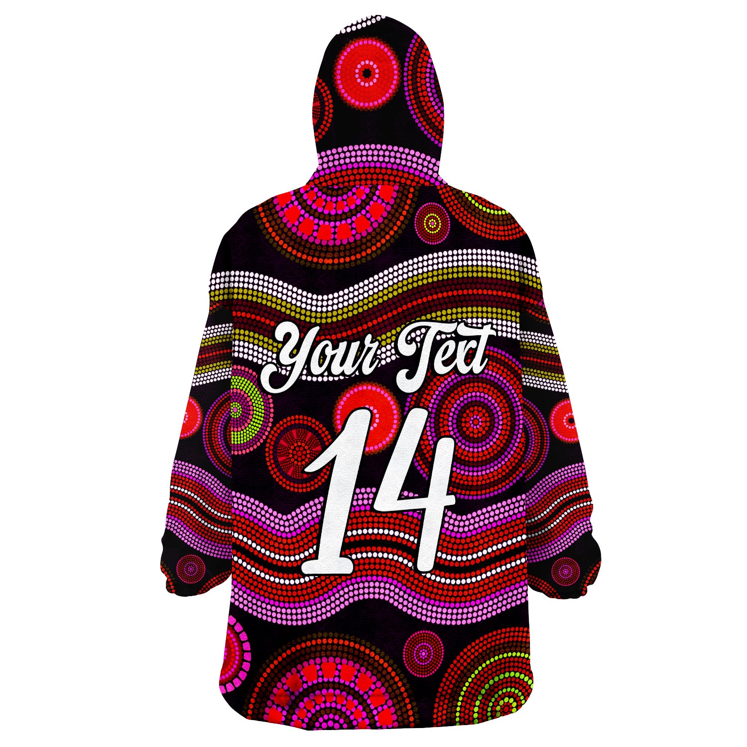 (Custom Text And Number) Aboriginal Dot Unique Style Ver.04 Wearable Blanket Hoodie - Vibe Hoodie Shop