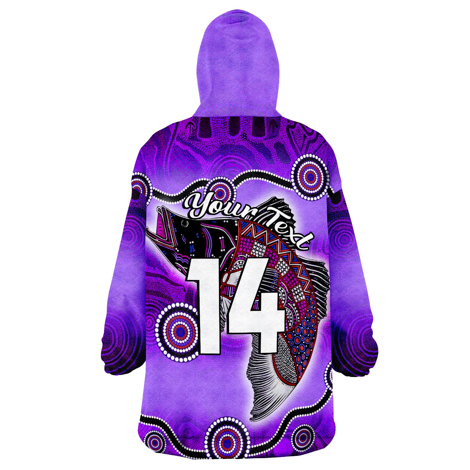 (Custom Text And Number) Aboriginal Fishing Ver.01 Wearable Blanket Hoodie - Vibe Hoodie Shop