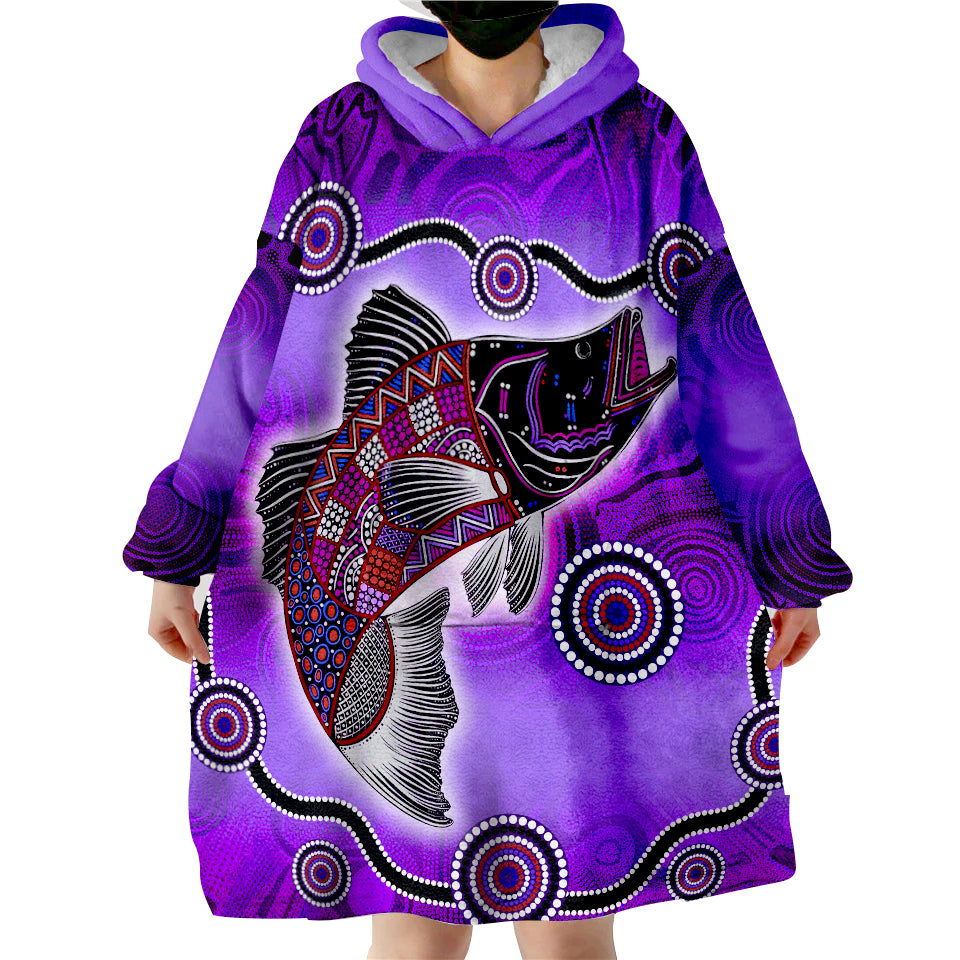 (Custom Text And Number) Aboriginal Fishing Ver.01 Wearable Blanket Hoodie - Vibe Hoodie Shop